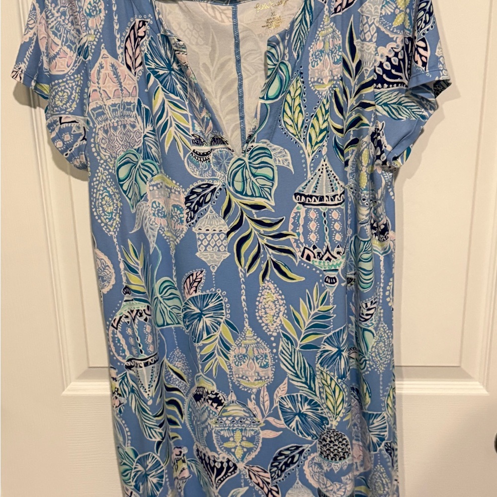 Lilly Pulitzer Light Blue Floral Midi Dress